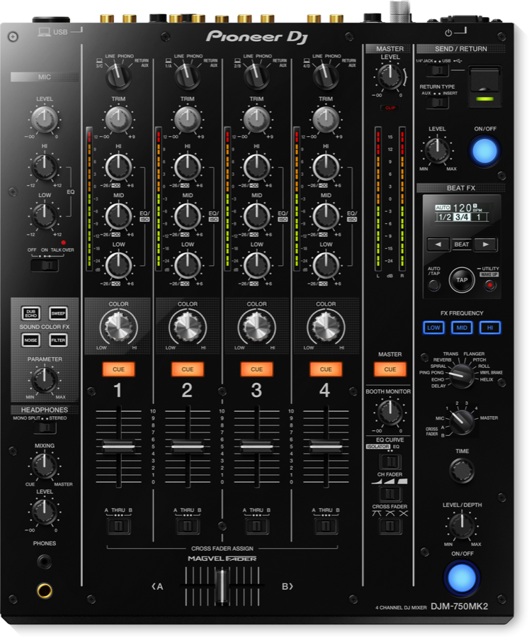 Mixer Pioneer DJ DJM-750MK2 visto desde arriba
