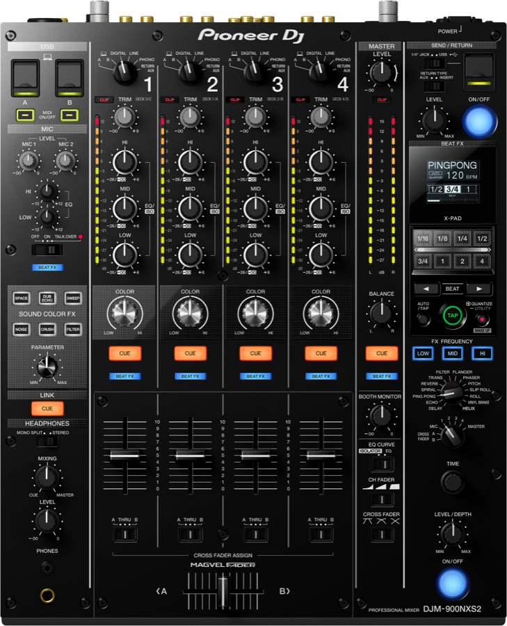 Mixer Pioneer DJ DJM-900NXS2 visto desde arriba