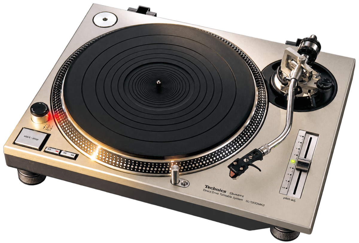Tornamesa Technics SL-1200MK2 plateada, con plato, brazo y control de pitch
